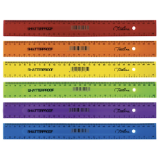 Treeline 30cm Shatterproof Rulers - Assorted Colours 